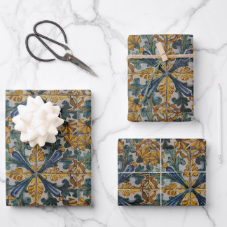 Antique Spanish Tile Wrapping Paper Sheet