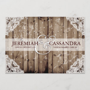 Antique Sparkle White Lace Wedding Invitation