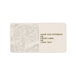 Antique Spinning Wheel Arts Craft Address Price Label
