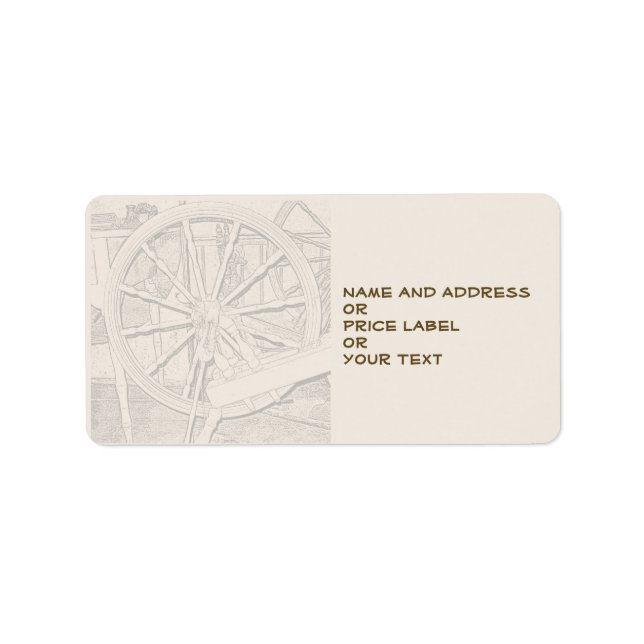 Antique Spinning Wheel Arts Craft Address Price Label (Front)