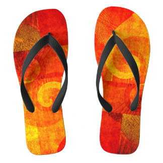 Antique spirals grunge - orange red flip flops
