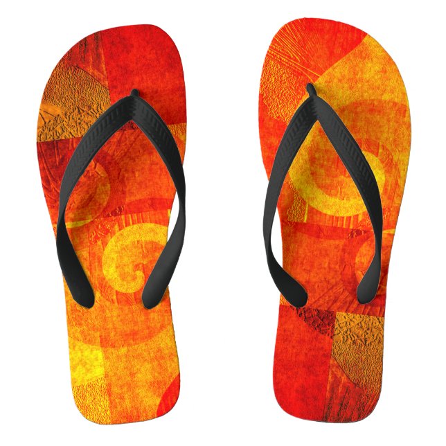 Antique spirals grunge - orange red flip flops (Footbed)