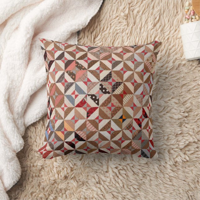 Antique Spool Pattern Patchwork Quilt Colourful Cushion (Blanket)