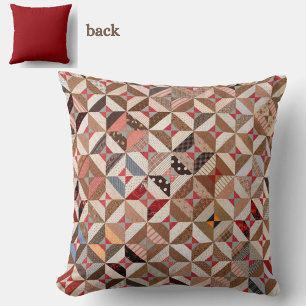 Antique Spool Pattern Patchwork Quilt Reversible Cushion