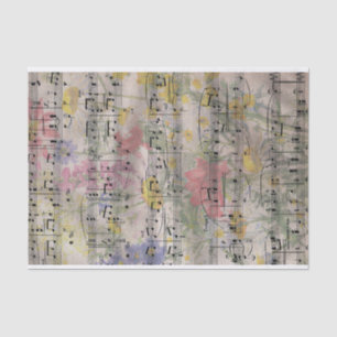 Antique Spring Floral Music Notes Decoupage Tissue Paper