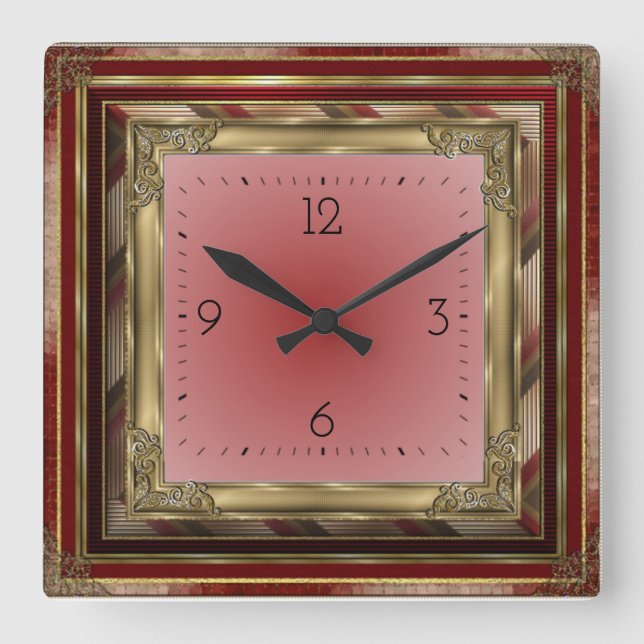 Antique Square Wall Clock (Front)