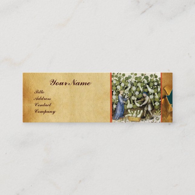 ANTIQUE SQUASH HARVEST WAX SEAL MONOGRAM MINI BUSINESS CARD (Front)