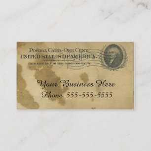 Antique Stained Paper Postcard Business Card