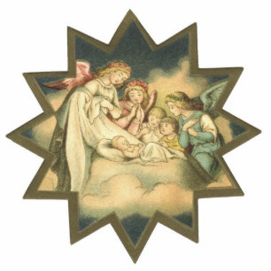Antique Star/Angels Ornament Photo Sculpture Decoration