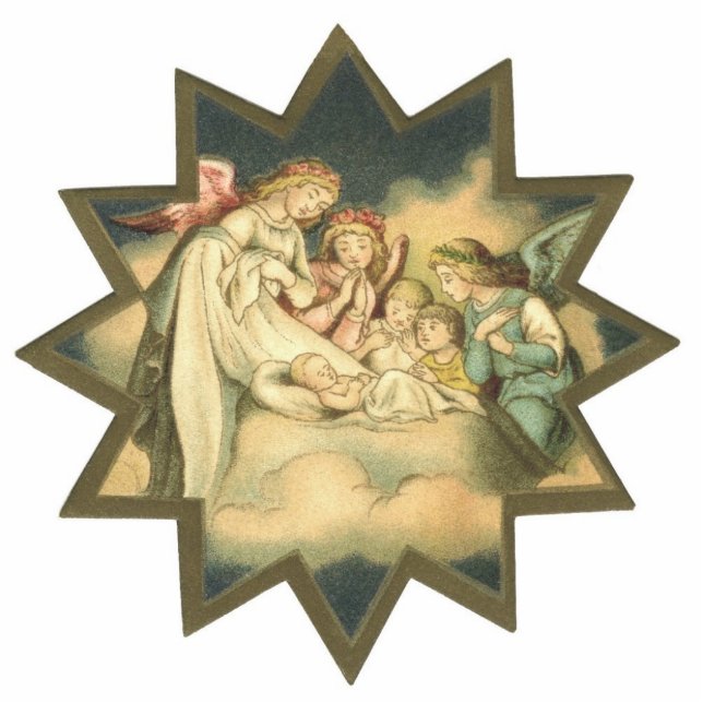 Antique Star/Angels Ornament Photo Sculpture Decoration (Front)