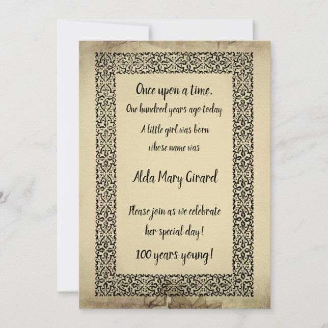 Antique Storybook Page Centenarian 100th Birthday (Front)