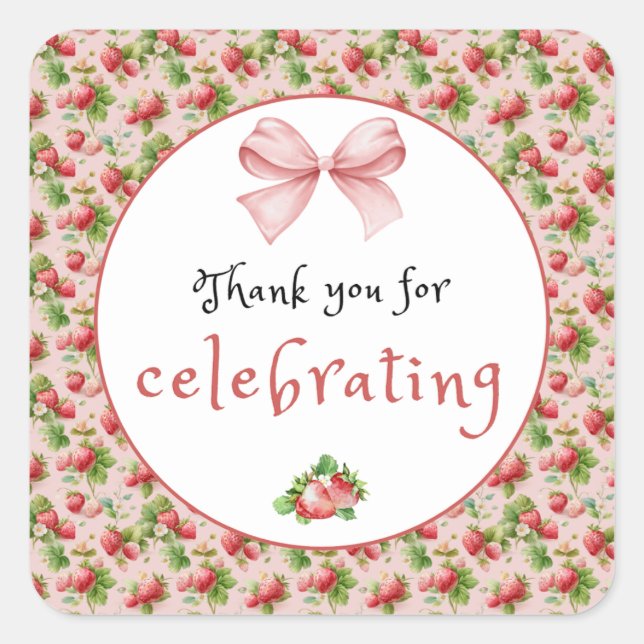 Antique Strawberry Thank You Sticker (Front)