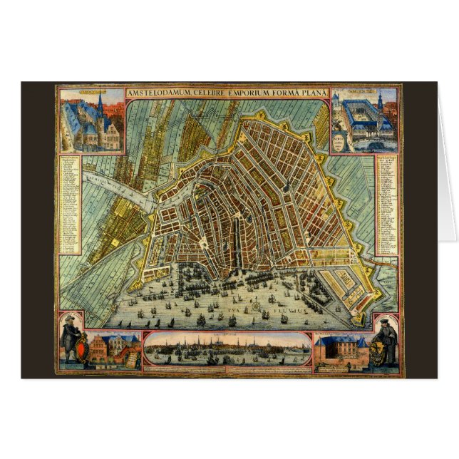 Antique Street Map of Amsterdam, Netherlands (Front Horizontal)
