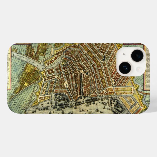 Antique Street Map of Amsterdam, Netherlands Case-Mate iPhone Case (Back (Horizontal))