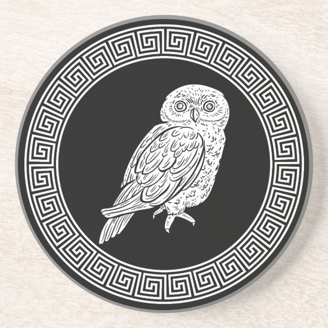 Antique Style Ancient Greek Owl Coaster (Front)