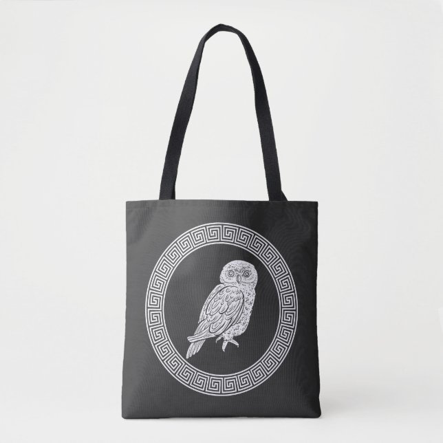 Antique Style Ancient Greek Owl Tote Bag (Front)