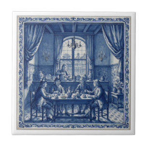 Antique Style Blue + White Delft Tile Coffee House