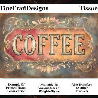 Antique Style Coffee Label Sign DQ1 Decoupage Tissue Paper
