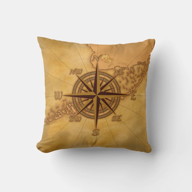 Antique Style Compass Rose Cushion (Front)