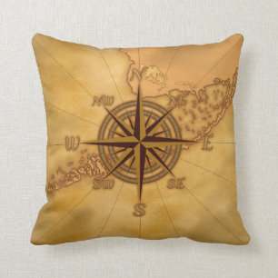 Antique Style Compass Rose Cushion