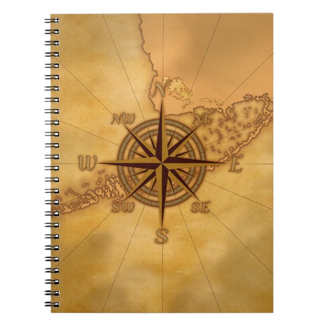 Antique Style Compass Rose Notebook (Front)