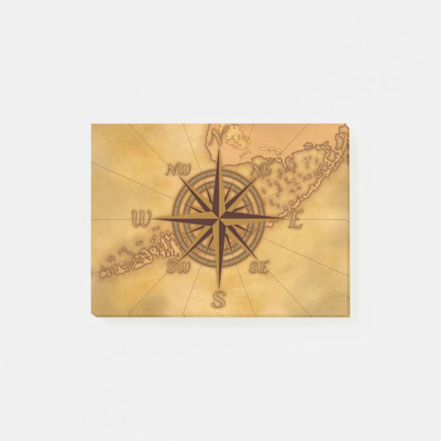 Antique Style Compass Rose Post-it Notes (Front)