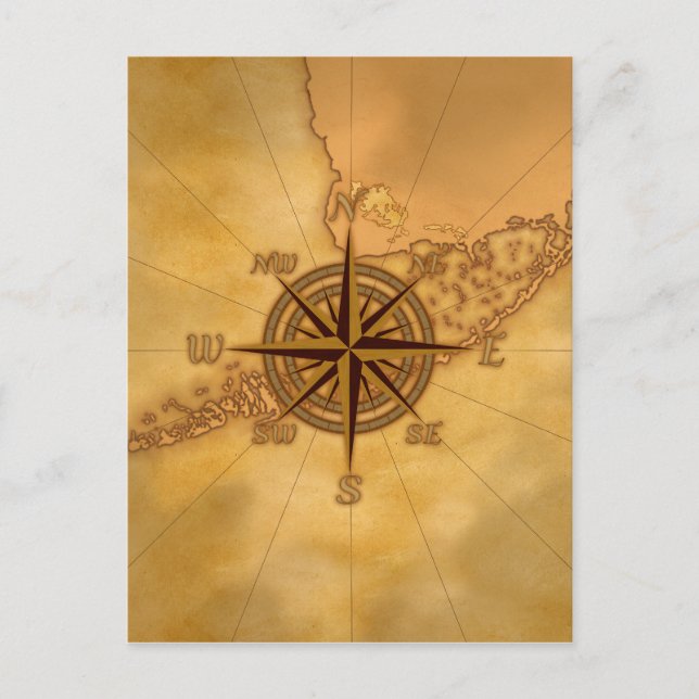Antique Style Compass Rose Postcard (Front)