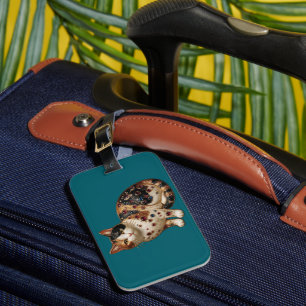 Antique Style Fine Calico Cat Luggage Tag