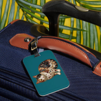 Antique Style Fine Calico Cat Luggage Tag