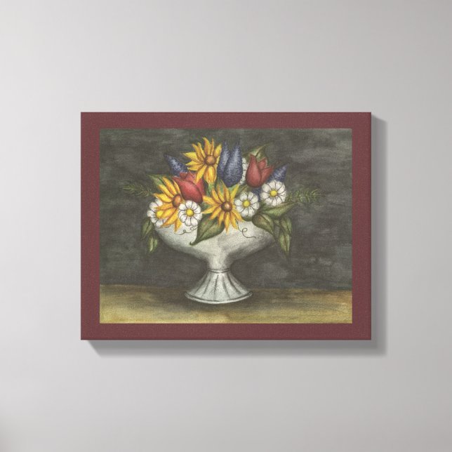 Antique Style Floral Canvas Art Print (Front)