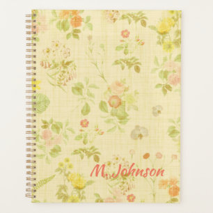 Antique Style Floral Pattern Planner