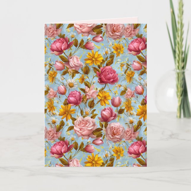 Antique Style Floral Print Card (Front)
