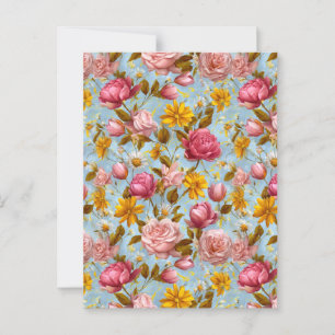 Antique Style Floral Print Postcard
