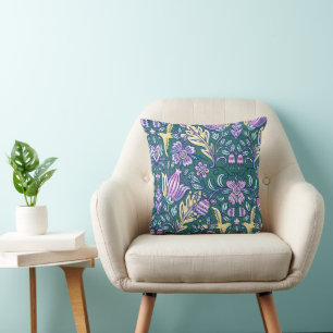 Antique Style Flowers and Birds Pattern Cushion