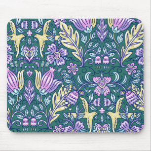 Antique Style Flowers and Birds Pattern Mouse Mat