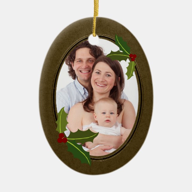 Antique Style Frame Custom Photo Ceramic Tree Decoration (Front)