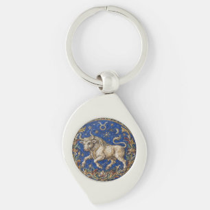 Antique Style Mosaic Zodiac Taurus Key Ring
