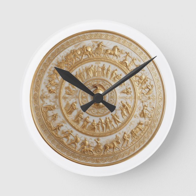 Antique Style Porcelain Achilles Shield  Round Clock (Front)