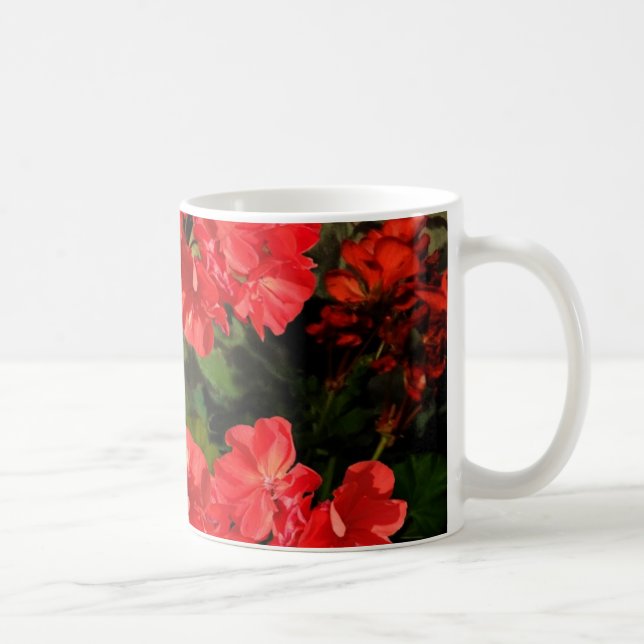 Antique Style Red Geranium Flowers  Gifts Coffee Mug (Right)