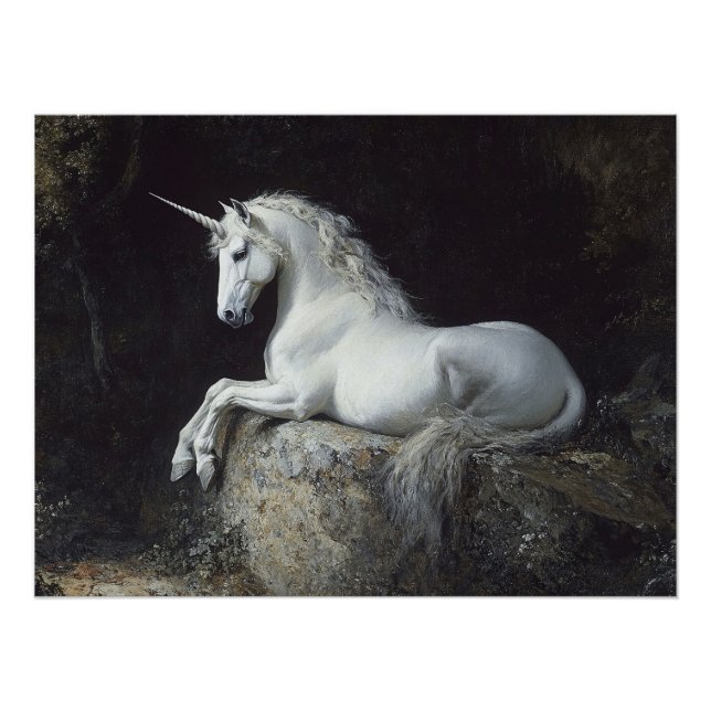 Antique Style Unicorn Painting Poster (Front)