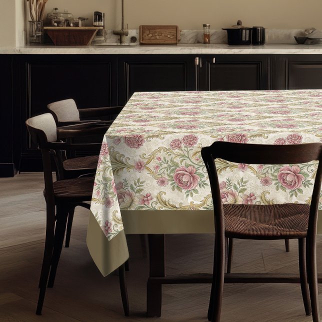 Antique Style Victorian Ornate Floral Details  Tablecloth (Antique Style Victorian Ornate Floral Details Tablecloth)