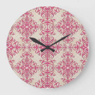 Antique Style Victorian Wallpaper Damask Art Large Clock