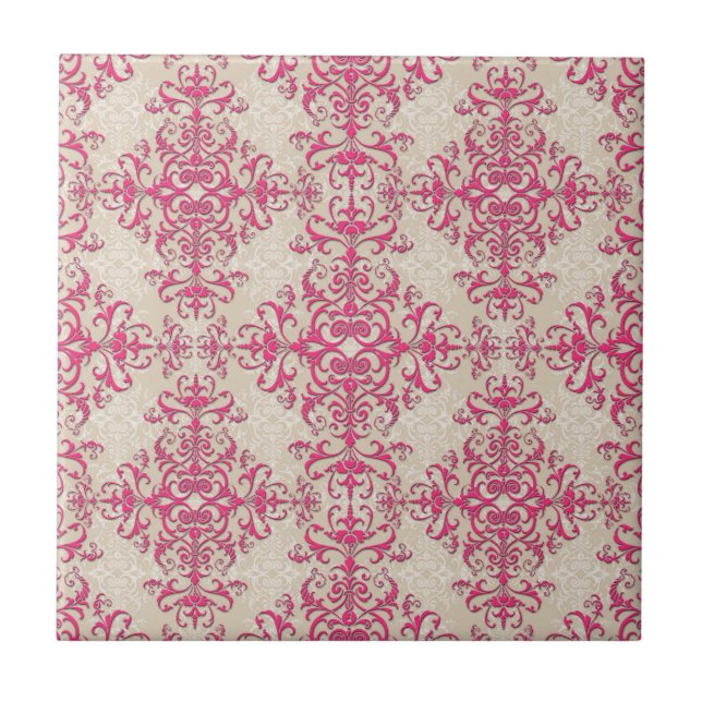 Antique Style Victorian Wallpaper Damask Art Tile (Front)