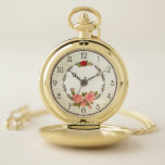Antique Style Vintage Floral Pocket Watch<br><div class="desc">Vintage-inspired design featuring roses and grungy decorative faux metal elements with custom numbers.</div>
