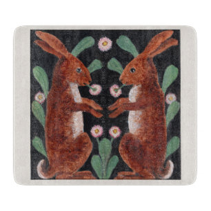 Antique Style Woodland Hare Spring Flower Decor Cutting Board