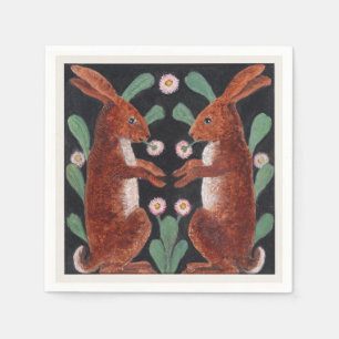 Antique Style Woodland Hare Spring Flower Decor Napkin