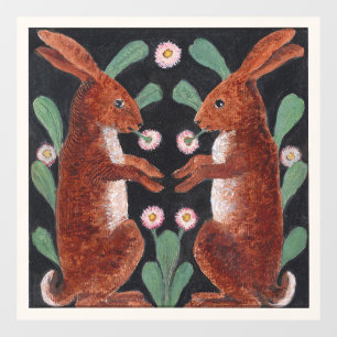 Antique Style Woodland Hare Spring Flower Decor Window Cling