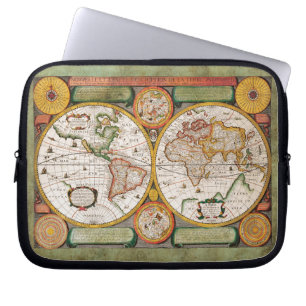 Antique-styled Jean Boisseau's C17th Old World Map Laptop Sleeve