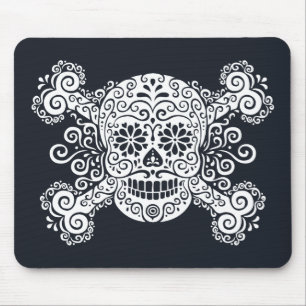 Antique Sugar Skull & Crossbones Mouse Mat