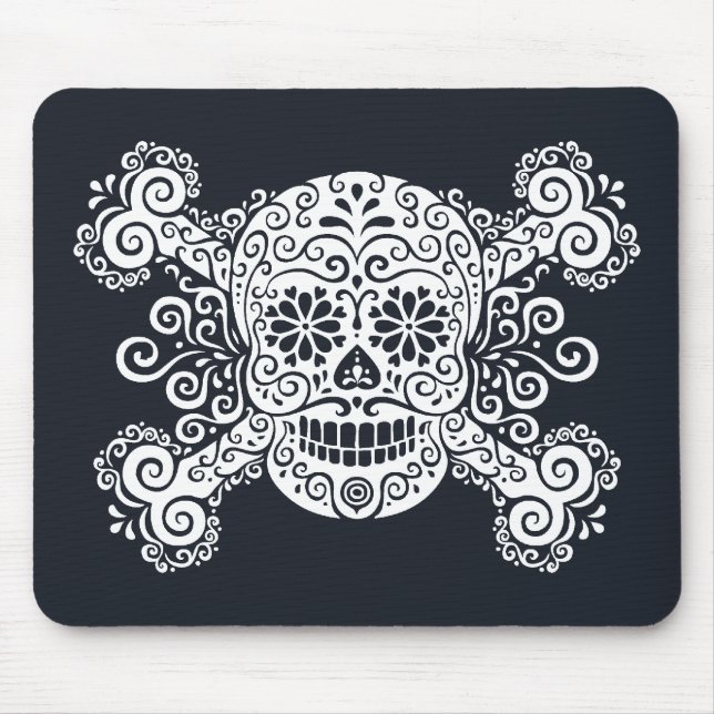 Antique Sugar Skull & Crossbones Mouse Mat (Front)